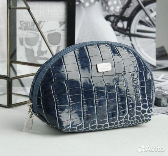 Косметичка Премьер 1 отдел. кожа т/синий Россия