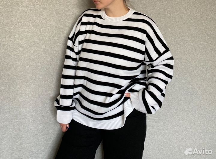 Кофта джемпер в полоску оверсайз