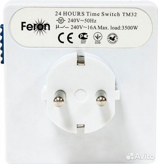 Розетка с таймером Feron TM32 суточная, 3500W/16A