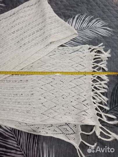 Шарф- палантин ажурный лён