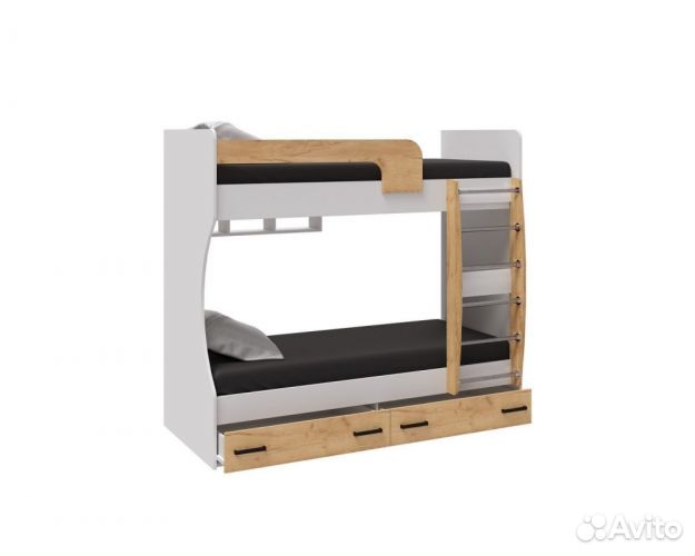 Кровать двухъярусная Лючия дуб крафт золотой / бел