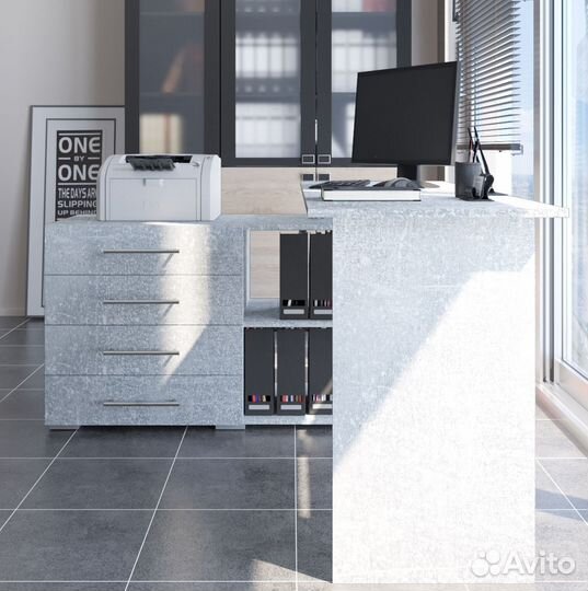 Стол компьютерный Алькор в цвете Бетон