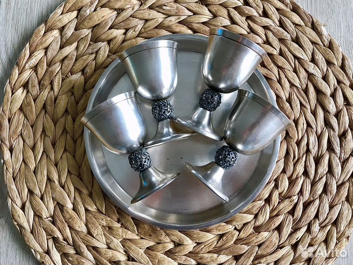 Посеребренный мельхиоровый набор СССР 5 предметов