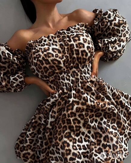 Леопардовое летнее платье 42-48р