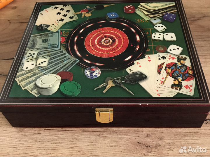 Покер набор деревянный короб