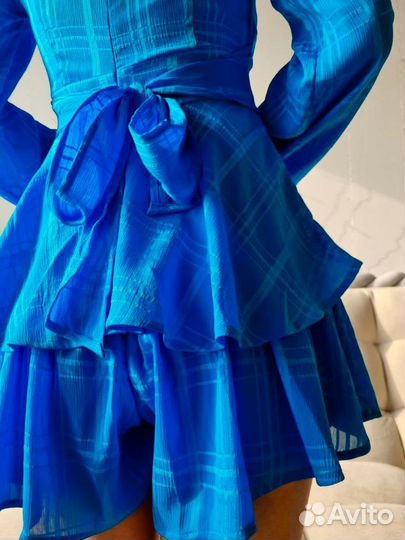 Платье шорты на весну василькового цвета