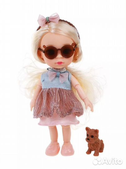 Игровой набор Кукла на прогулке 15 см с питомцем и