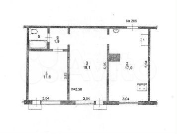 2-к. квартира, 53 м², 2/5 эт.