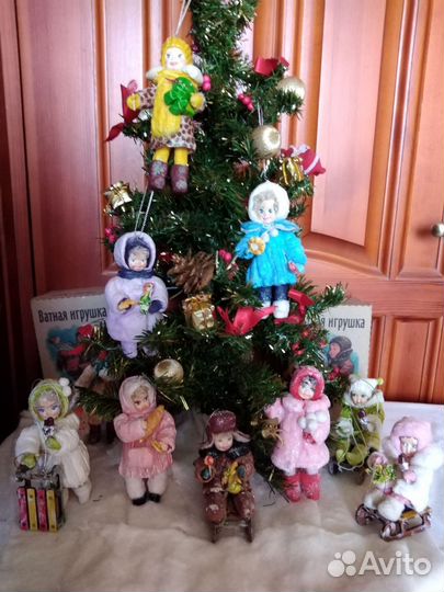 Ватные елочные игрушки в стиле СССР, ретро