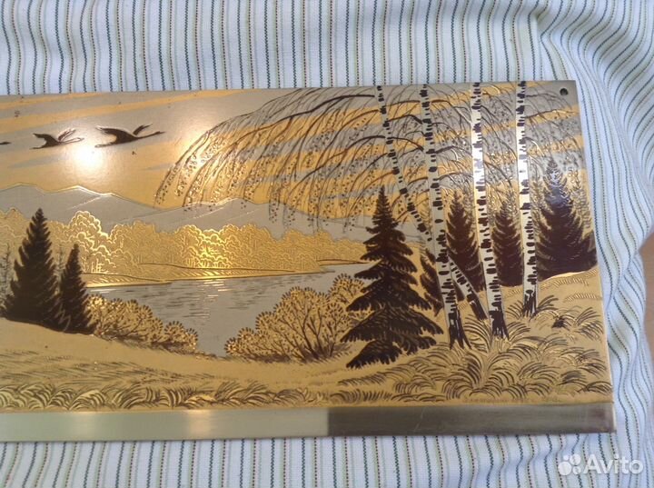 Плакетка, гравюра Златоуст, чеканка. СССР