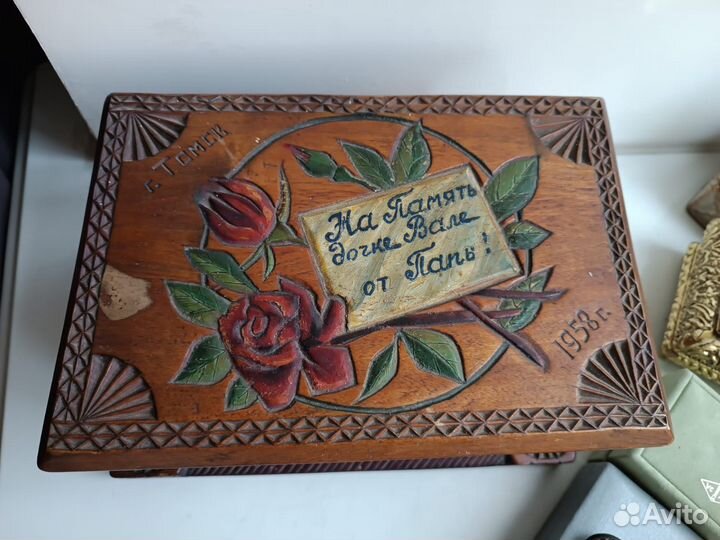 Шкатулка стиль Абрамцево старинная, винтаж, антикв