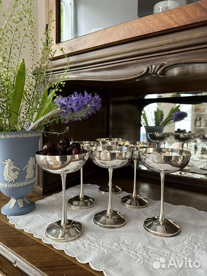 Креманки бокалы серебрение винтаж Италия