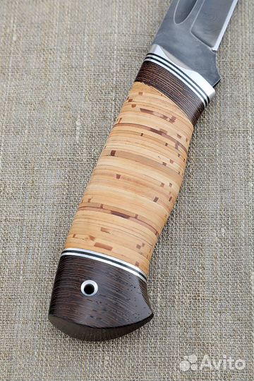 Охотничий нож ручной работы Боец дамаск береста