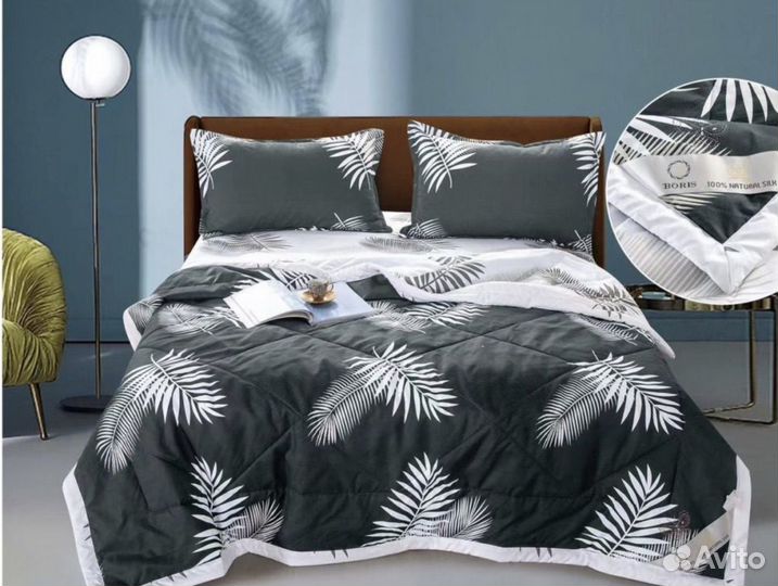 Постельное белье евро сатин с одеялом boris