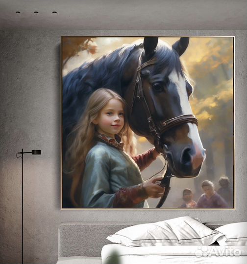 Картина маслом портрет с конем