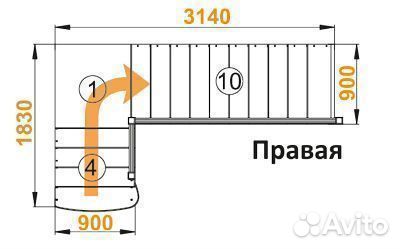 Лестница из сосны «К-002м/2»