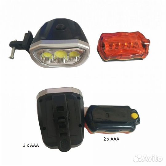 Фонарь велосипедный 2шт передний задний YZ-1319