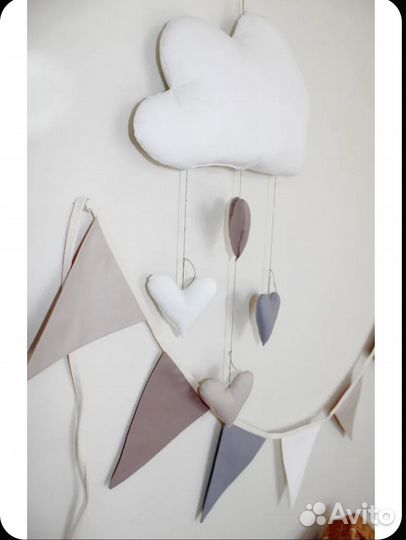 Декоративная подвеска Облако и гирлянда Флажки