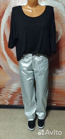 Джинсы серебряные xs