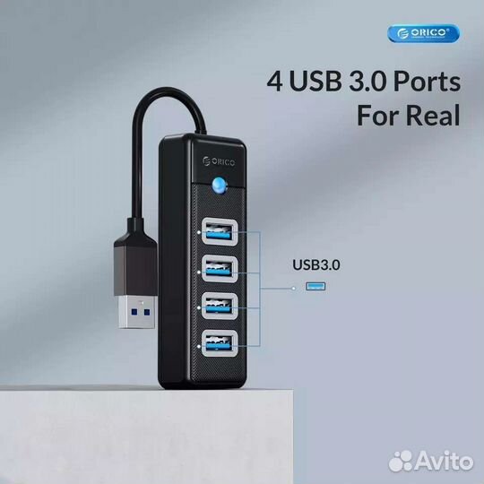 Usb 3.0 5 Gbps hub 4 порта / разветвитель 15 см