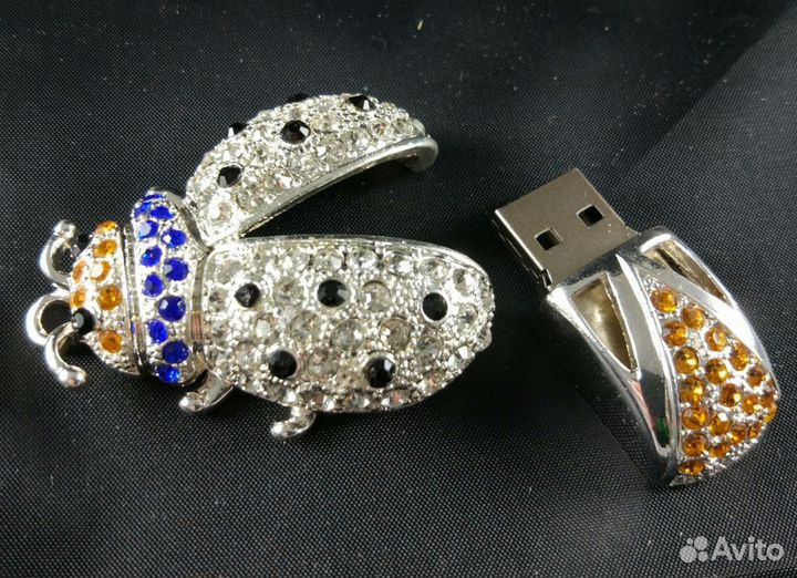 Новая флешка Серебряный Жук подвеска