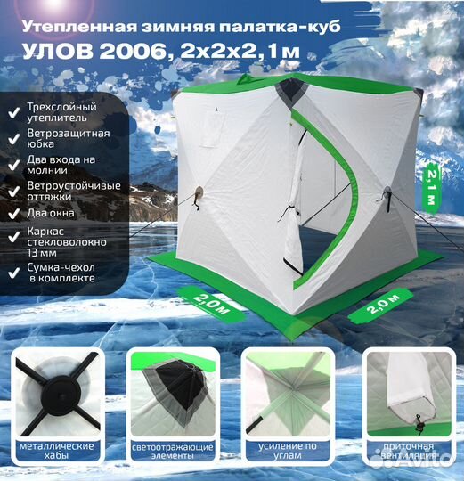 Палатка зимняя куб утепленный 200x200x210см Улов