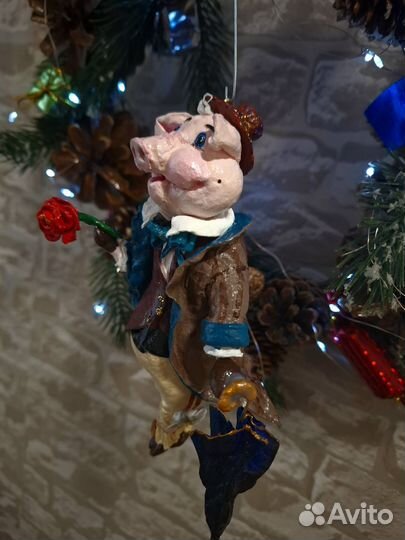 Ватная елочнаяигрушка Свинья
