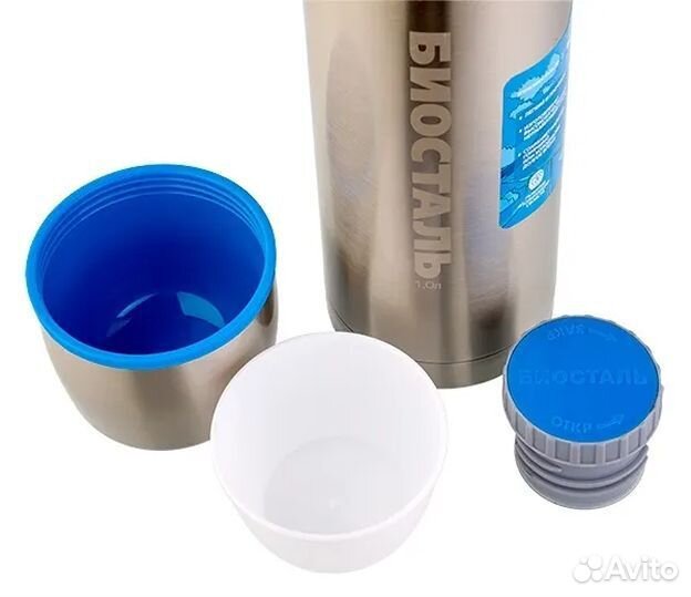 Термос Биосталь в термочехле вакуумный