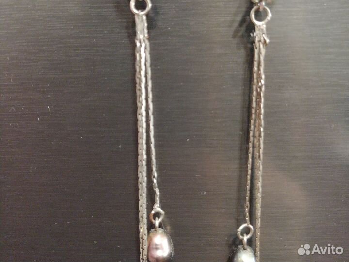 Серьги серебро 925.цветной натуральный жемчуг