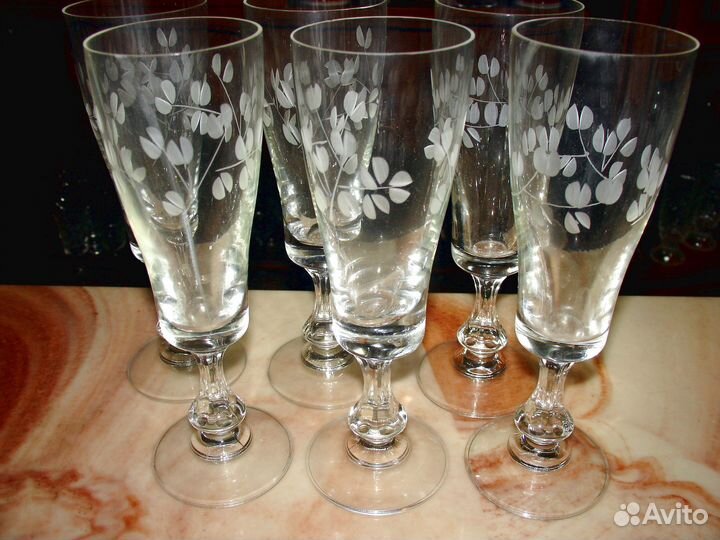 Бокалы фужеры стекло хрусталь винтаж СССР