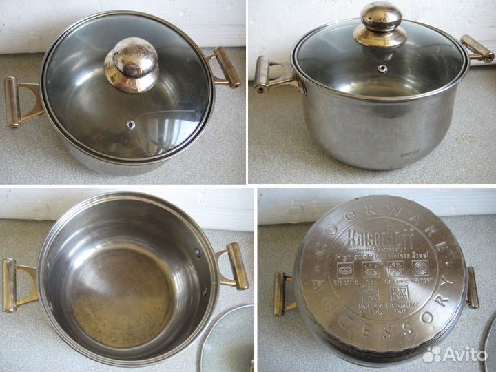 Кастрюли, таз и крышки для кастрюль