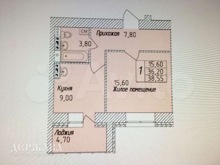 1-к. квартира, 38,6 м², 5/7 эт.
