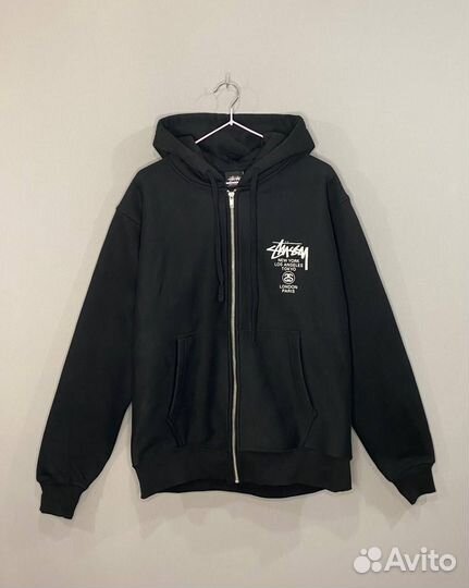 Зип худи Stussy World Tour Zip Black Оригинал