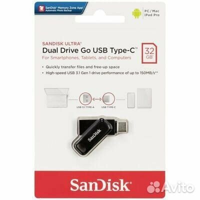 Флешка USB 3.1 SanDisk 32 гб Ultra Dual Drive