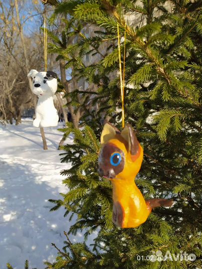 Елочные игрушки из ваты 