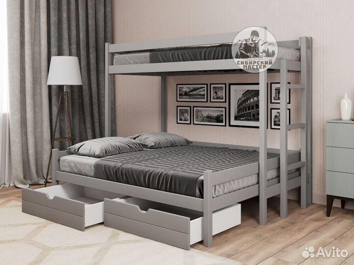 Двухъярусная кровать деревянная