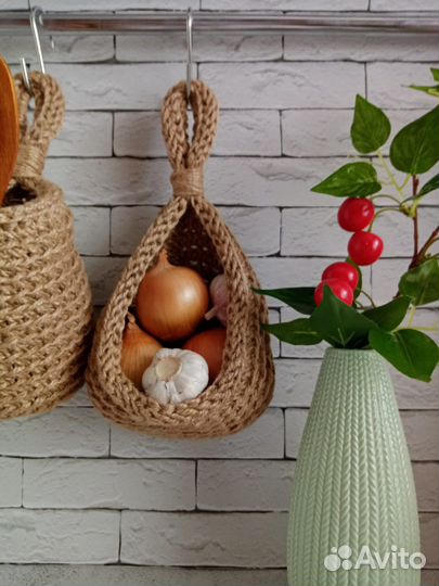 Комплект подвесных корзин из джута