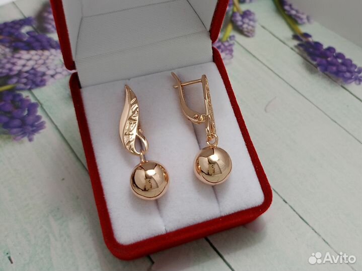 Серьги Шарики позолоченные