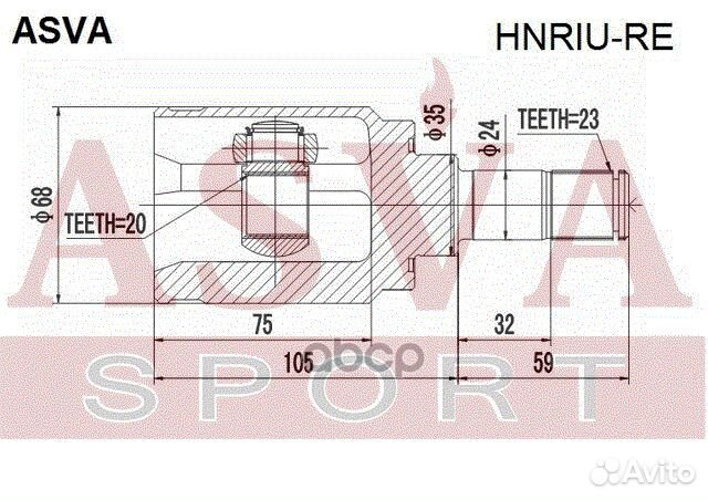 ШРУС внутренний зад прав/лев honda/ CRV