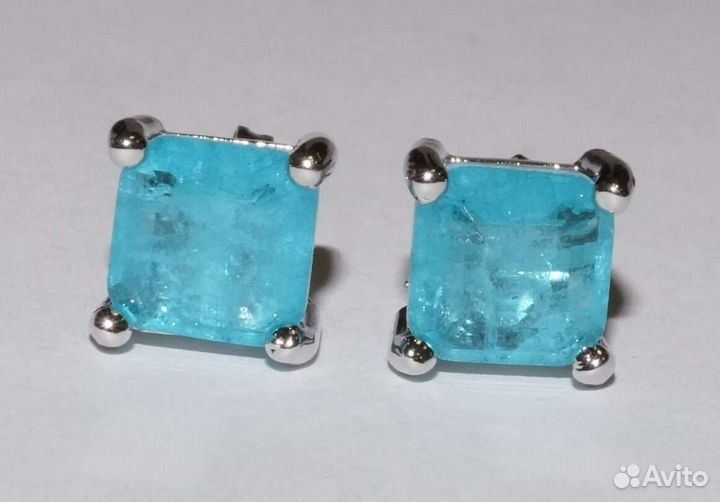 Серьги и кольца с турмалином Параиба (ситалл)