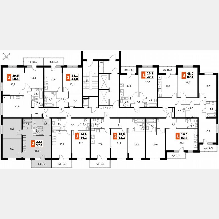 2-к. квартира, 57,1 м², 5/24 эт.
