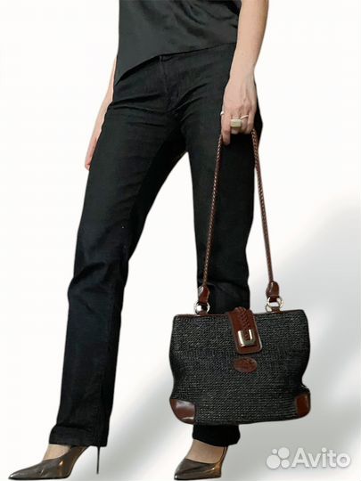 Сумка плетеная винтаж черный коричневый