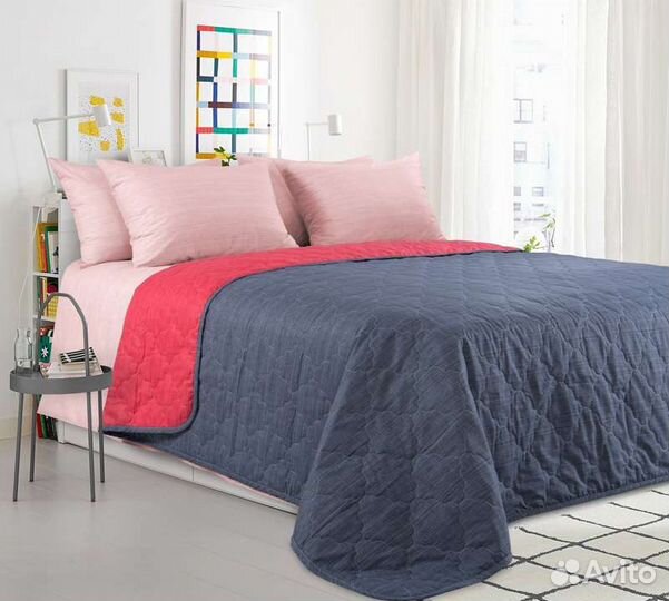 Двухстороннее стеганое хлопковое покрывало, 2х-сп