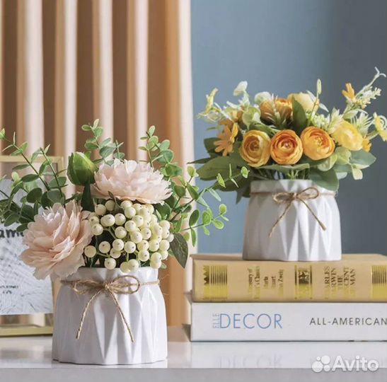 Декоративная ваза/горшок для цветка из гипса