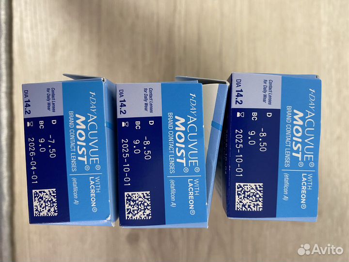 Линзы контактные acuvue, диоптрии -8.5, -9.0