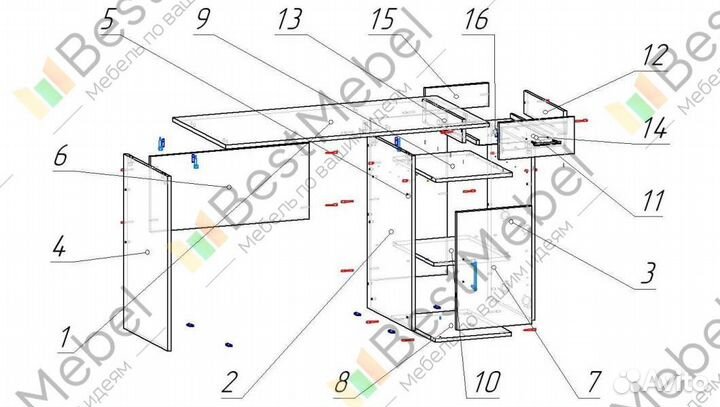 Рабочий компьютерный стол геймерский для школьника