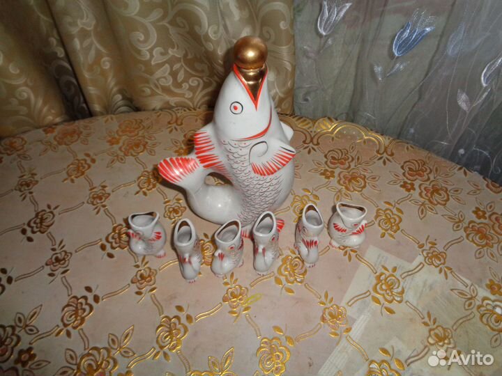 Набор из 7 рюмок в виде рыб, СССР