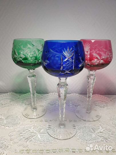 Фужеры. Бокалы. Цветной хрусталь. Германия