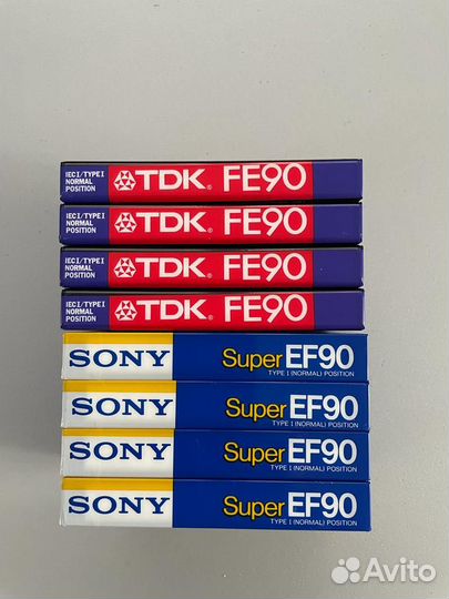 Аудиокассеты Sony Super EF 90 и TDK FE 90 новые