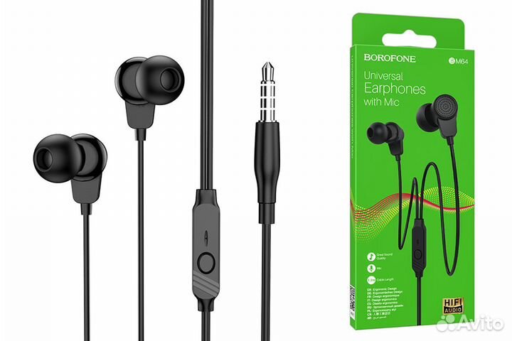 Наушники с микрофоном borofone BM64 черный